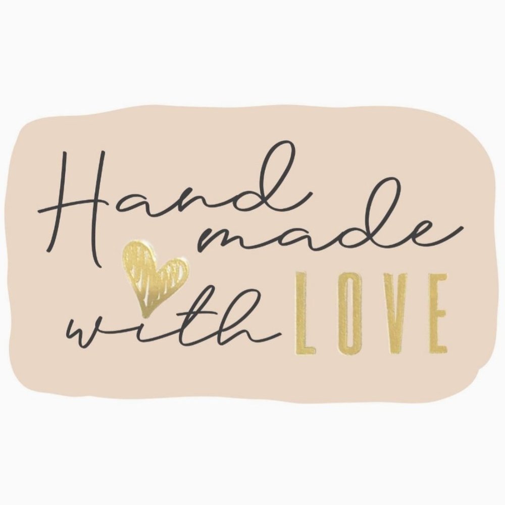 100 HANDMADE WITH LOVE Business Stickers Special Cut 1.75" x 2.75"
